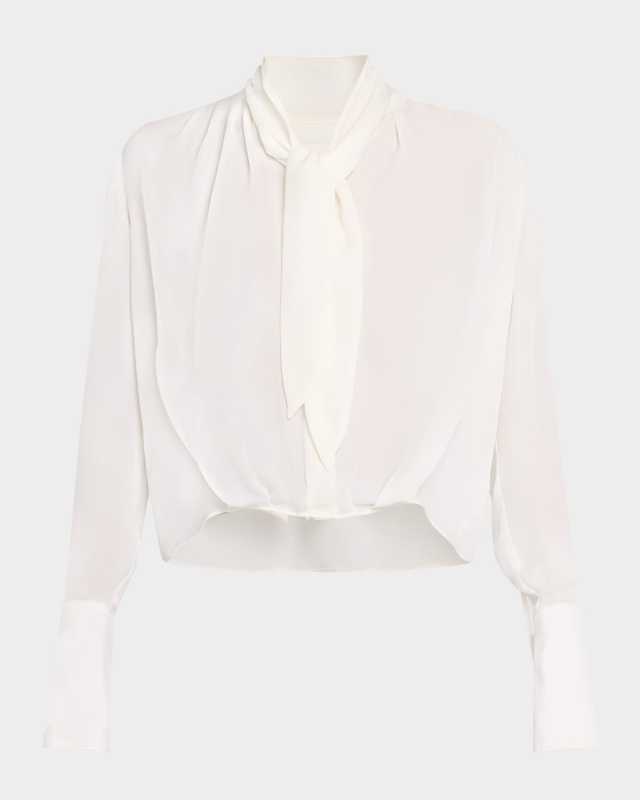 Bergman Tie-Neck Silk Blous